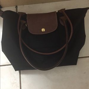 Longchamp medium black zippered tote